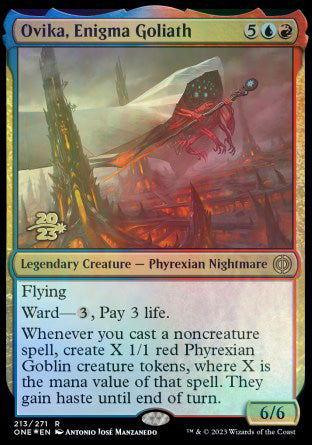 Ovika, Enigma Goliath [Phyrexia: All Will Be One Prerelease Promos] | Fandemonia Ltd