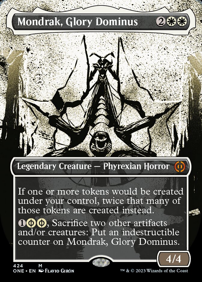Mondrak, Glory Dominus (Borderless Ichor Step-and-Compleat Foil) [Phyrexia: All Will Be One] | Fandemonia Ltd