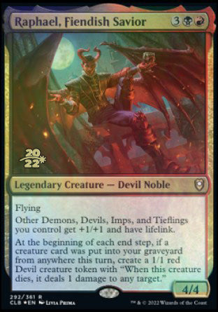 Raphael, Fiendish Savior [Commander Legends: Battle for Baldur's Gate Prerelease Promos] | Fandemonia Ltd