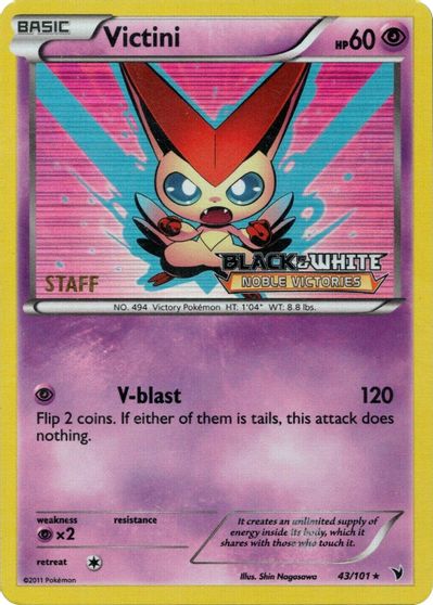 Victini (43/101) (Staff Prerelease Promo) [Black & White: Black Star Promos] | Fandemonia Ltd