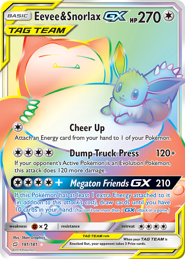 Eevee & Snorlax GX (191/181) [Sun & Moon: Team Up] | Fandemonia Ltd