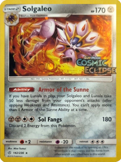 Solgaleo (142/236) (Cosmos Holo) [Sun & Moon: Cosmic Eclipse] | Fandemonia Ltd