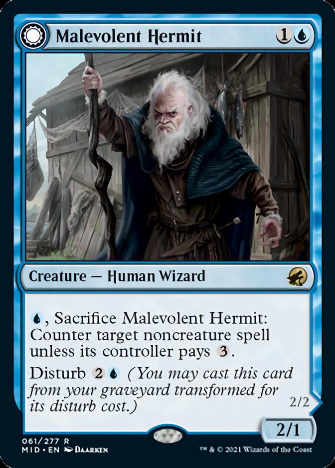 Malevolent Hermit // Benevolent Geist [Innistrad: Midnight Hunt] | Fandemonia Ltd