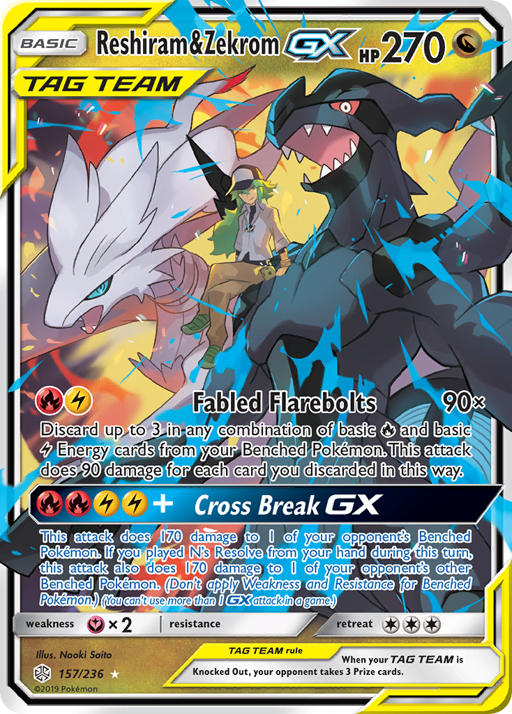 Reshiram & Zekrom GX (157/236) [Sun & Moon: Cosmic Eclipse] | Fandemonia Ltd