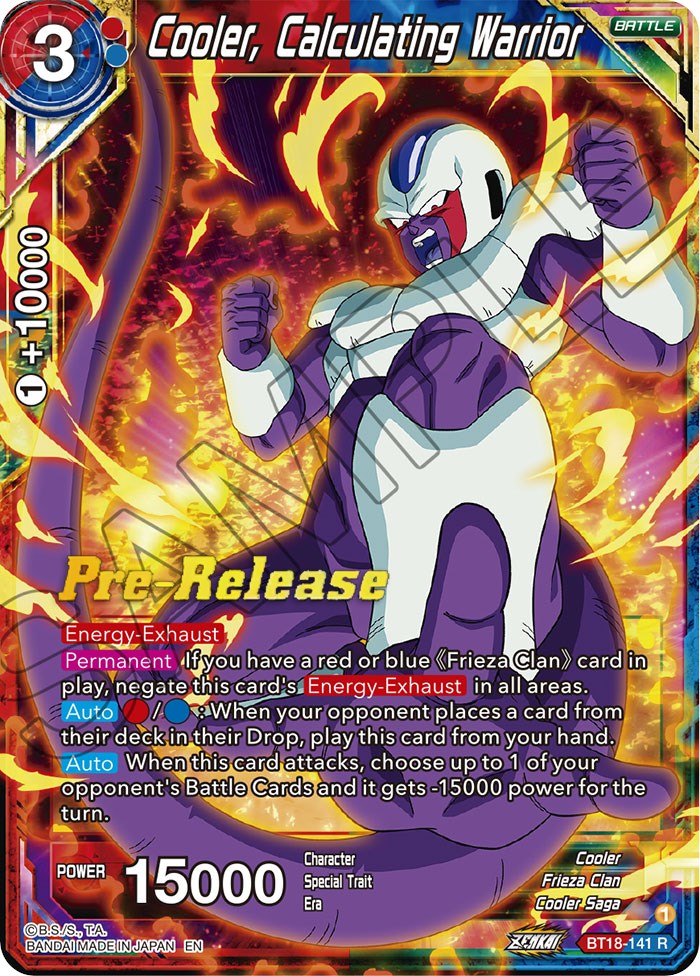 Cooler, Calculated Warrior (BT18-141) [Dawn of the Z-Legends Prerelease Promos] | Fandemonia Ltd