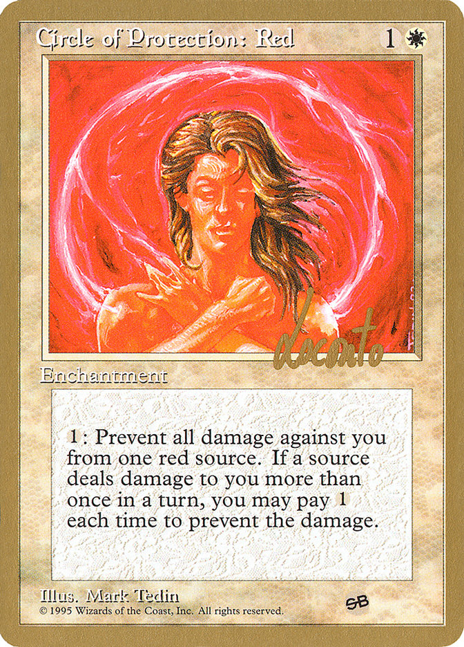 Circle of Protection: Red (Michael Loconto) (SB) (4ED) [Pro Tour Collector Set] | Fandemonia Ltd