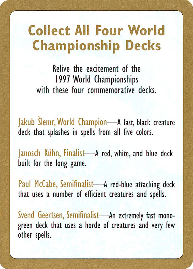 1997 World Championships Ad [World Championship Decks 1997] | Fandemonia Ltd
