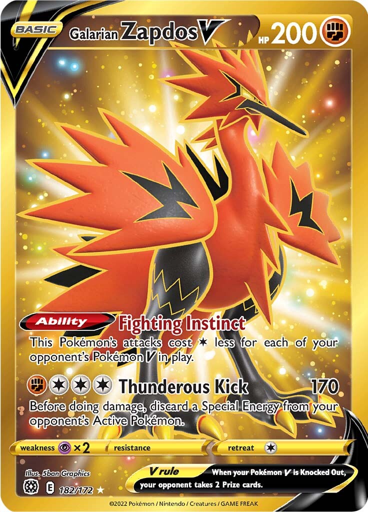 Galarian Zapdos V (182/172) [Sword & Shield: Brilliant Stars] | Fandemonia Ltd