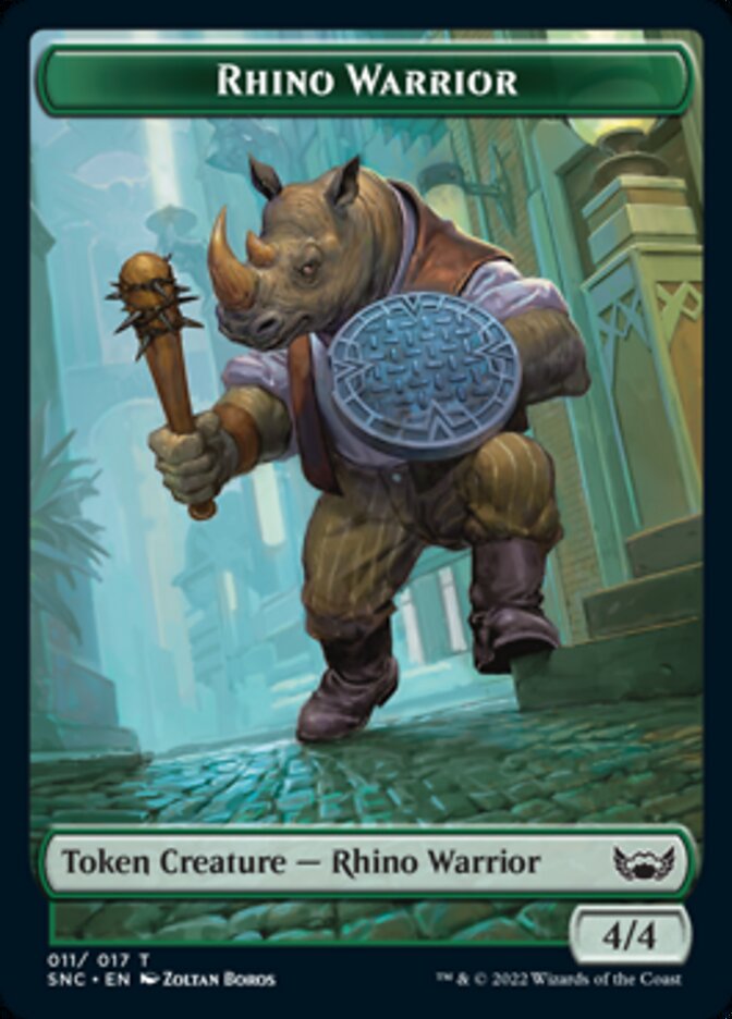 Ogre Warrior // Rhino Warrior Double-sided Token [Streets of New Capenna Tokens] | Fandemonia Ltd