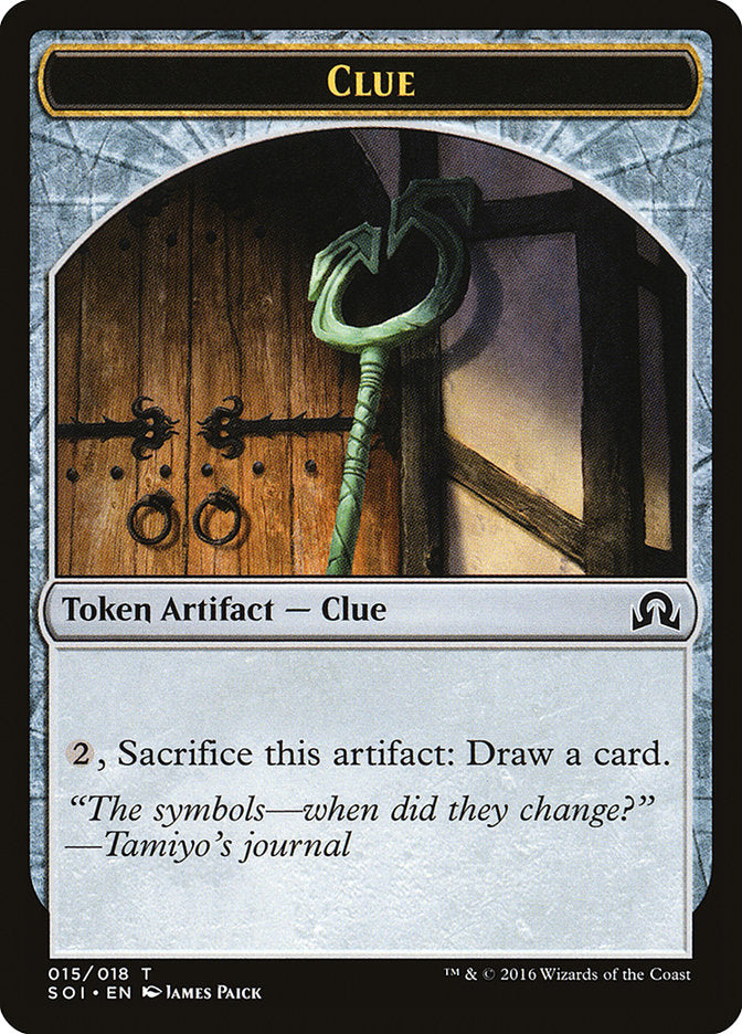 Clue (015/018) [Shadows over Innistrad Tokens] | Fandemonia Ltd