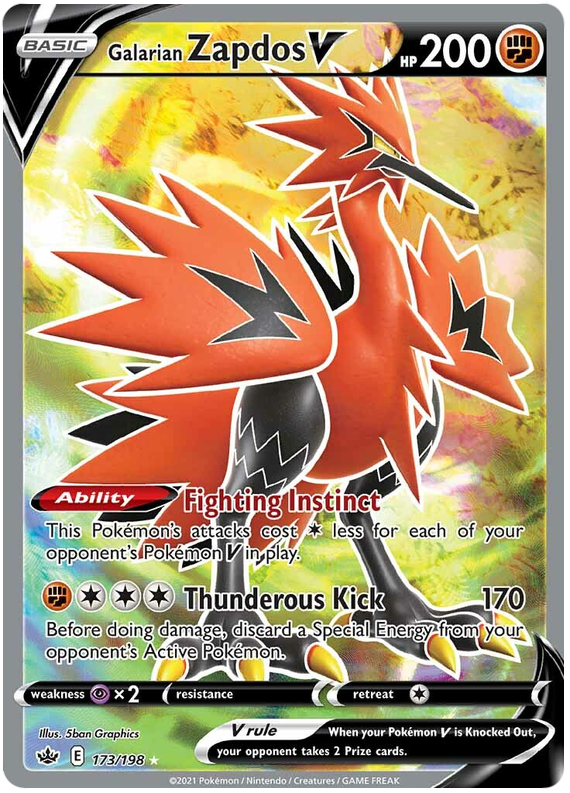 Galarian Zapdos V (173/198) [Sword & Shield: Chilling Reign] | Fandemonia Ltd