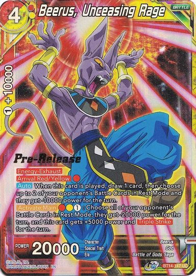 Beerus, Unceasing Rage (BT14-147) [Cross Spirits Prerelease Promos] | Fandemonia Ltd