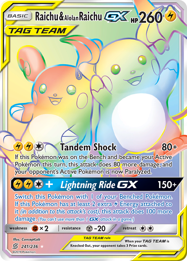 Raichu & Alolan Raichu GX (241/236) [Sun & Moon: Unified Minds] | Fandemonia Ltd