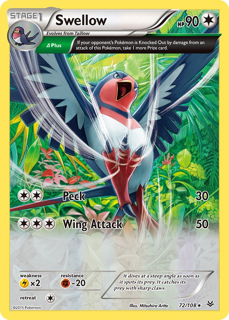 Swellow (72/108) (Theme Deck Exclusive) [XY: Roaring Skies] | Fandemonia Ltd