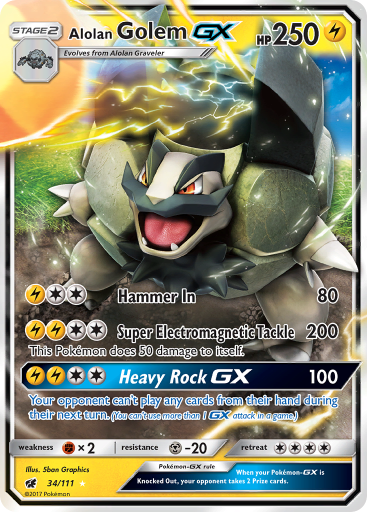 Alolan Golem GX (34/111) [Sun & Moon: Crimson Invasion] | Fandemonia Ltd