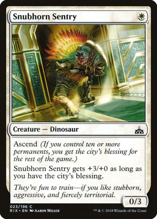 Snubhorn Sentry [Rivals of Ixalan] | Fandemonia Ltd