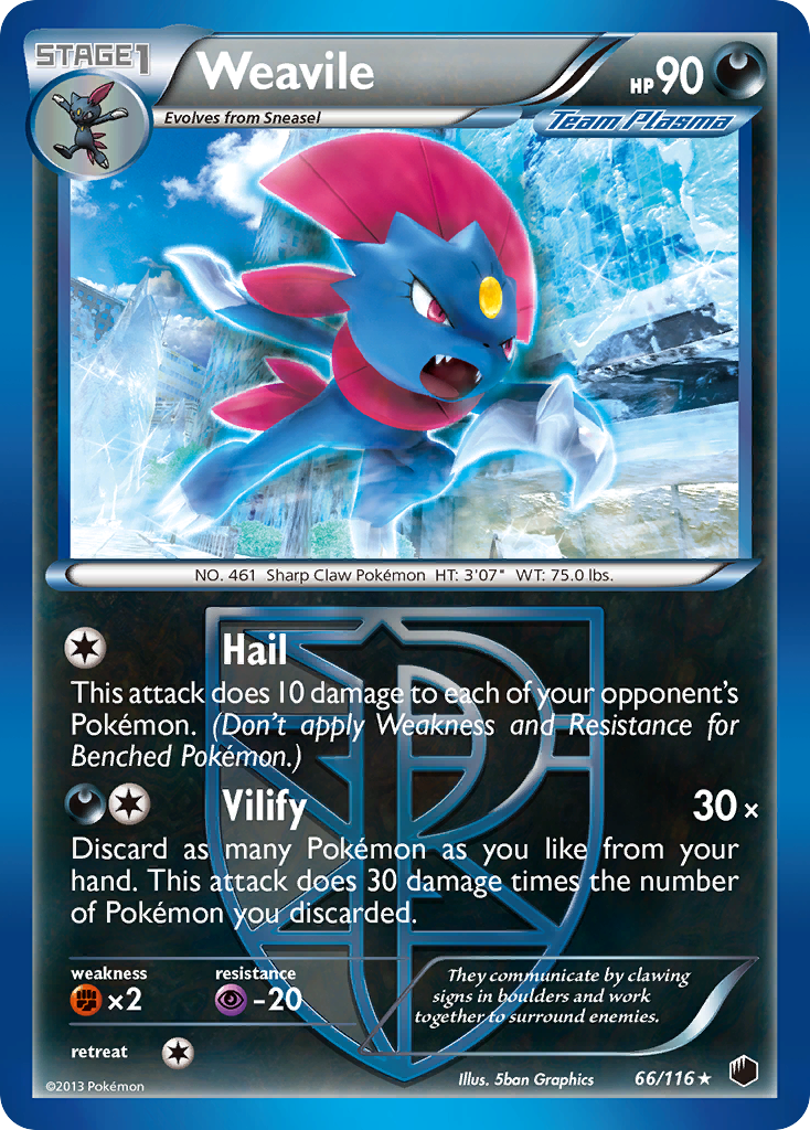 Weavile (66/116) [Black & White: Plasma Freeze] | Fandemonia Ltd