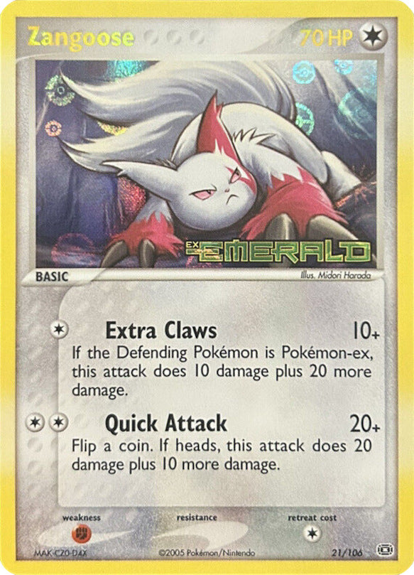 Zangoose (21/106) (Stamped) [EX: Emerald] | Fandemonia Ltd