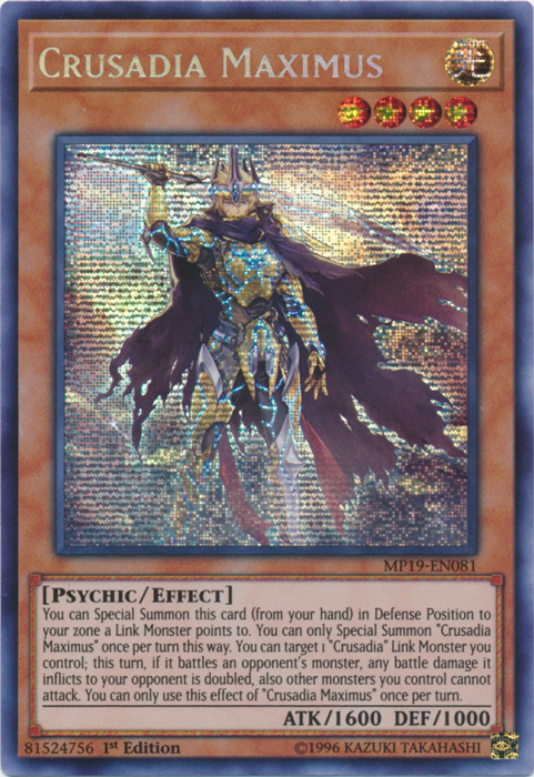 Crusadia Maximus [MP19-EN081] Prismatic Secret Rare | Fandemonia Ltd