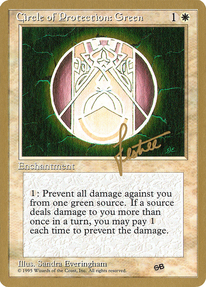 Circle of Protection: Green (Bertrand Lestree) (SB) (4ED) [Pro Tour Collector Set] | Fandemonia Ltd