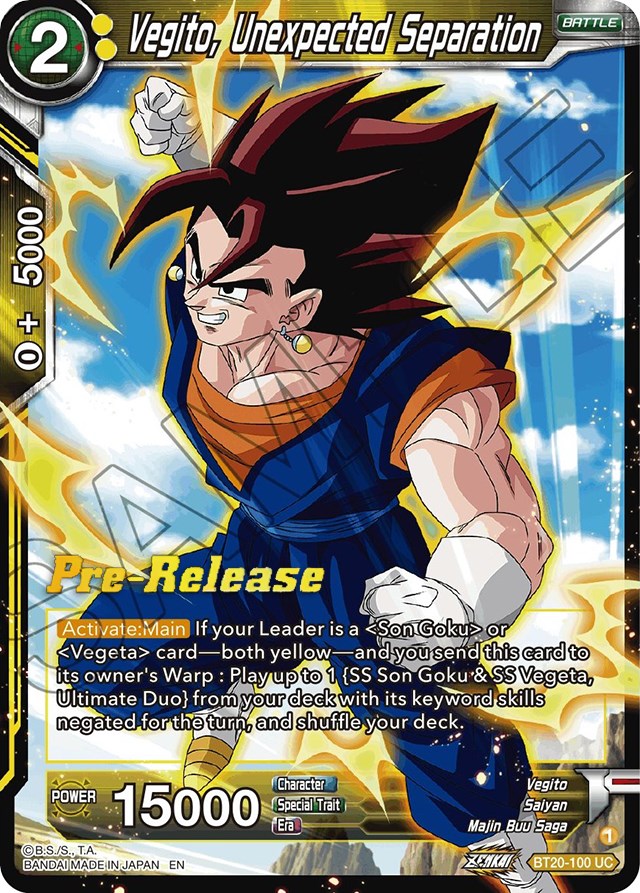 Vegito, Unexpected Separation (BT20-100) [Power Absorbed Prerelease Promos] | Fandemonia Ltd