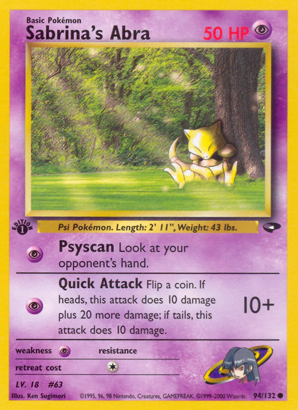 Sabrina's Abra (94/132) [Gym Challenge 1st Edition] | Fandemonia Ltd