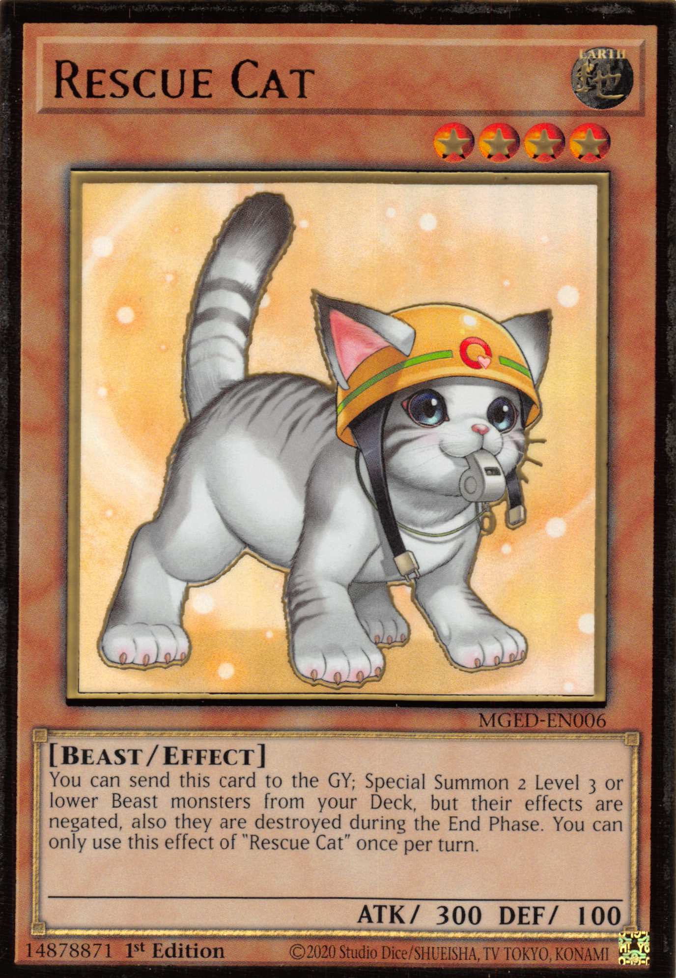 Rescue Cat (Alternate Art) [MGED-EN006] Gold Rare | Fandemonia Ltd