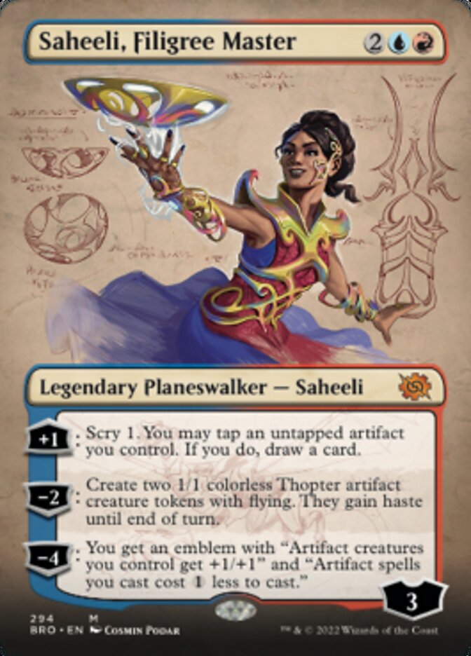 Saheeli, Filigree Master (Borderless Alternate Art) [The Brothers' War] | Fandemonia Ltd