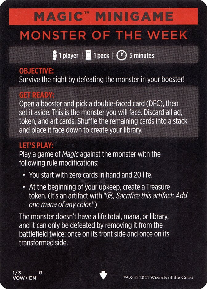 Monster of The Week (Magic Minigame) [Innistrad: Crimson Vow Minigame] | Fandemonia Ltd