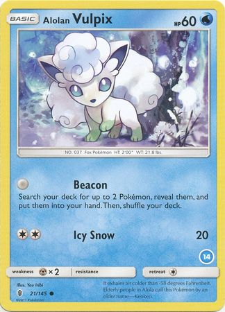 Alolan Vulpix (21/145) (Deck Exclusive #14) [Sun & Moon: Trainer Kit - Alolan Ninetales] | Fandemonia Ltd