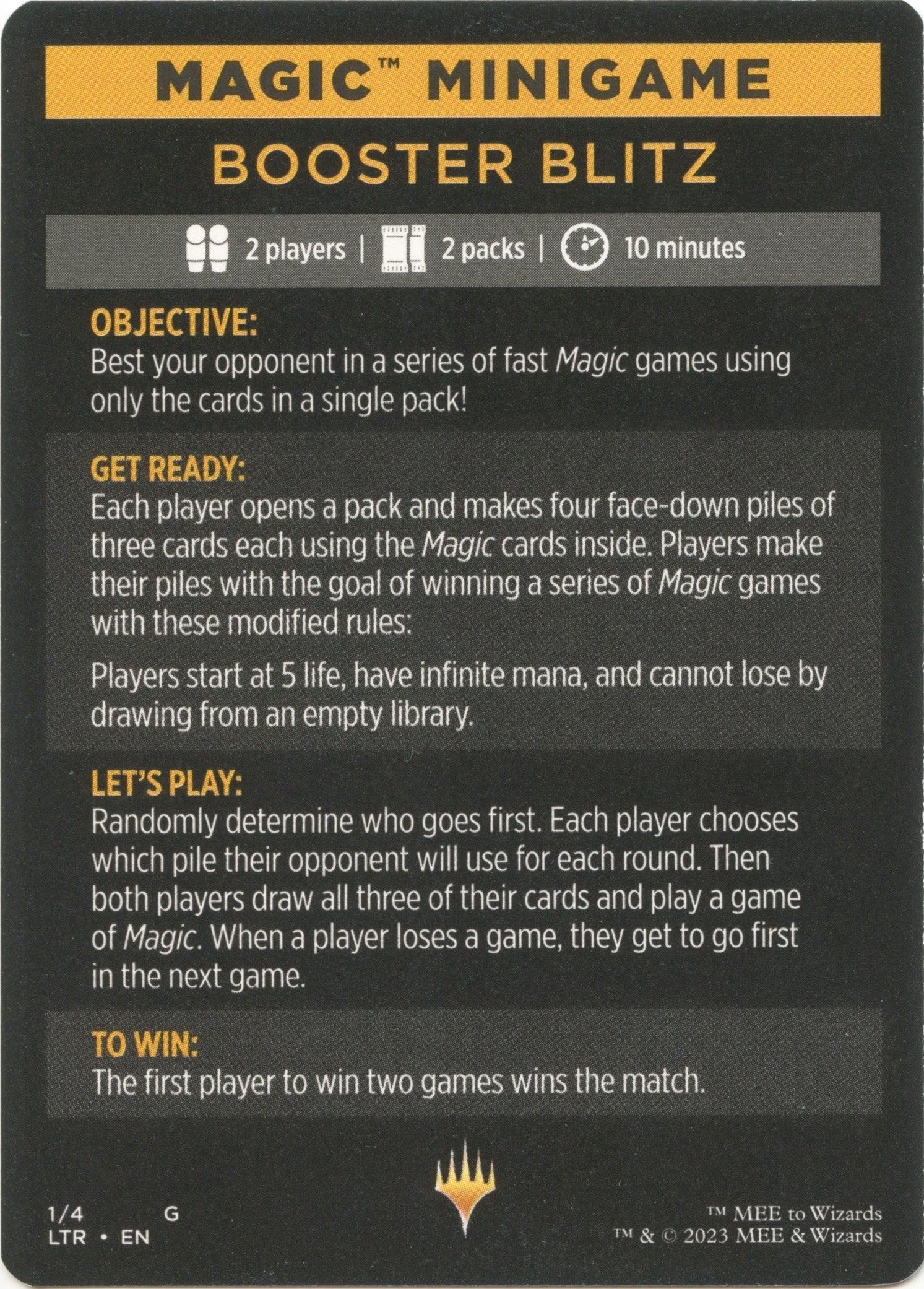 Booster Blitz (Magic Minigame) [The Lord of the Rings: Tales of Middle-Earth Minigame] | Fandemonia Ltd