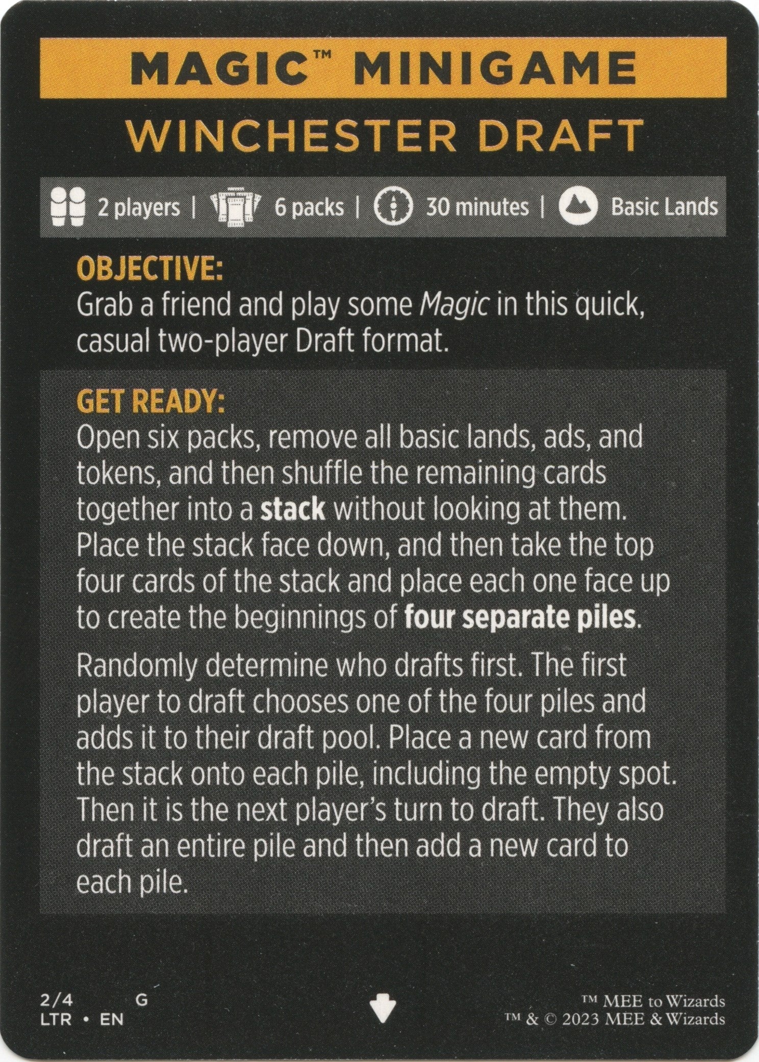 Winchester Draft (Magic Minigame) [The Lord of the Rings: Tales of Middle-Earth Minigame] | Fandemonia Ltd