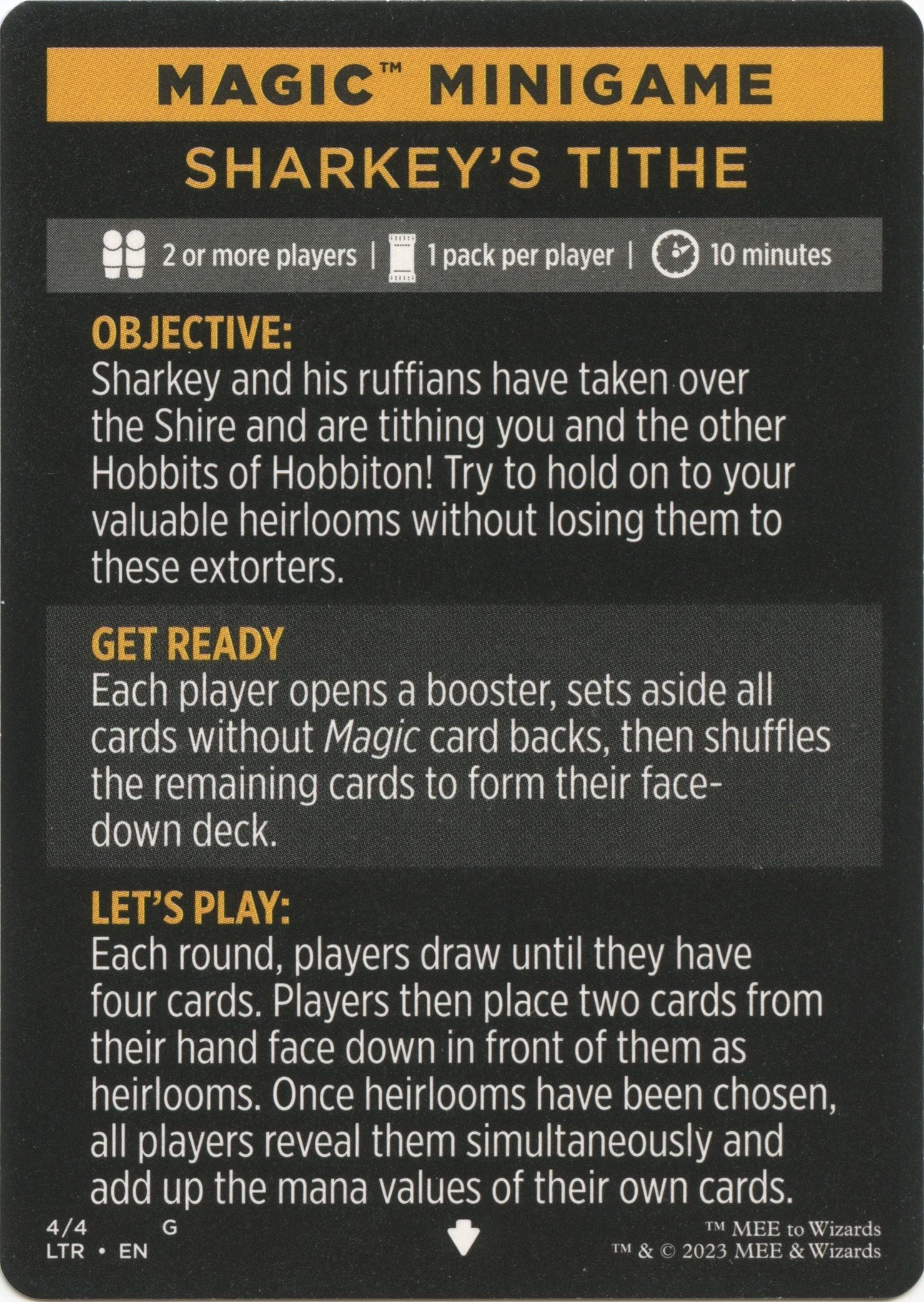 Sharkey's Tithe (Magic Minigame) [The Lord of the Rings: Tales of Middle-Earth Minigame] | Fandemonia Ltd