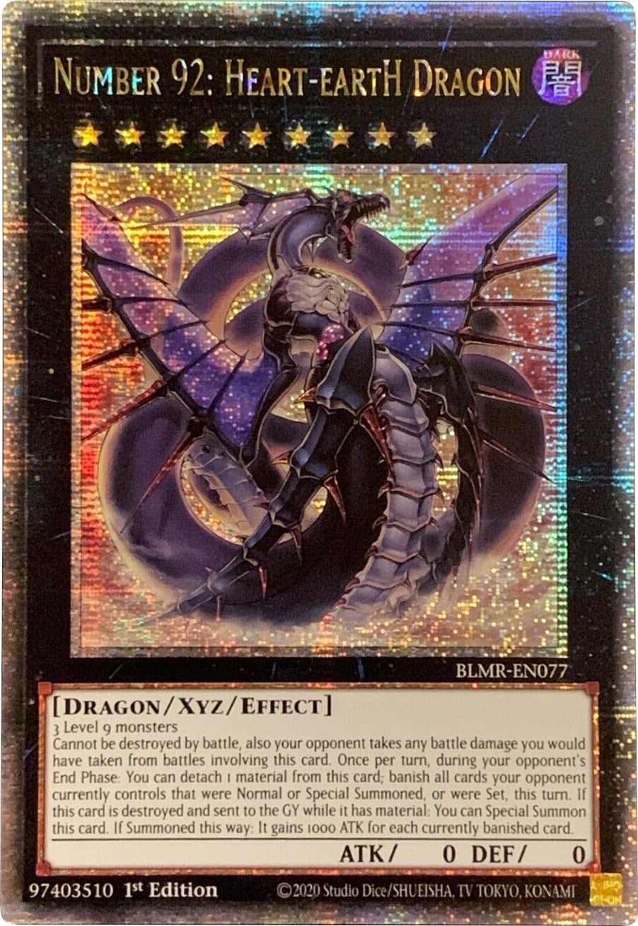 Number 92: Heart-eartH Dragon [BLMR-EN077] Quarter Century Secret Rare | Fandemonia Ltd