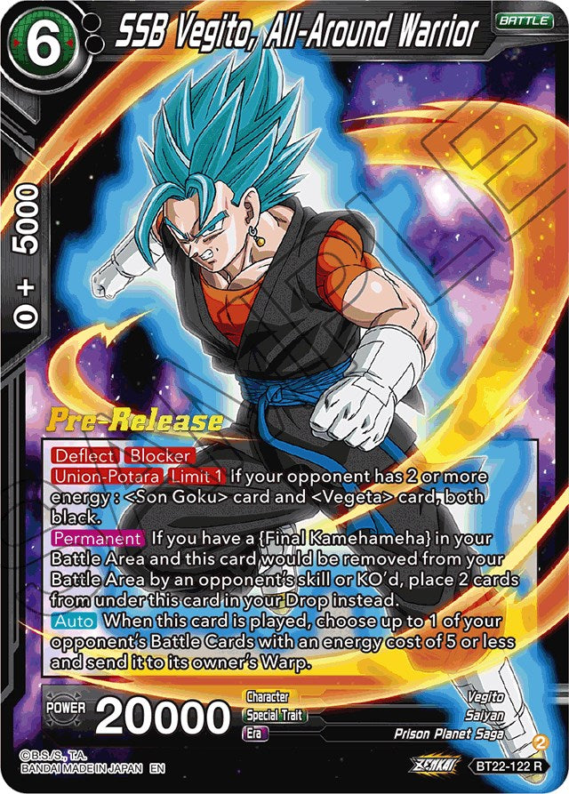 SSB Vegito, All-Around Warrior (BT22-122) [Critical Blow Prerelease Promos] | Fandemonia Ltd