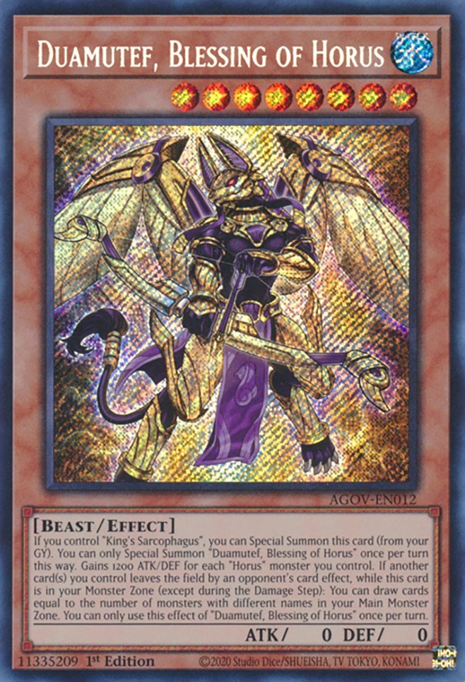 Duamutef, Blessing of Horus [AGOV-EN012] Secret Rare | Fandemonia Ltd