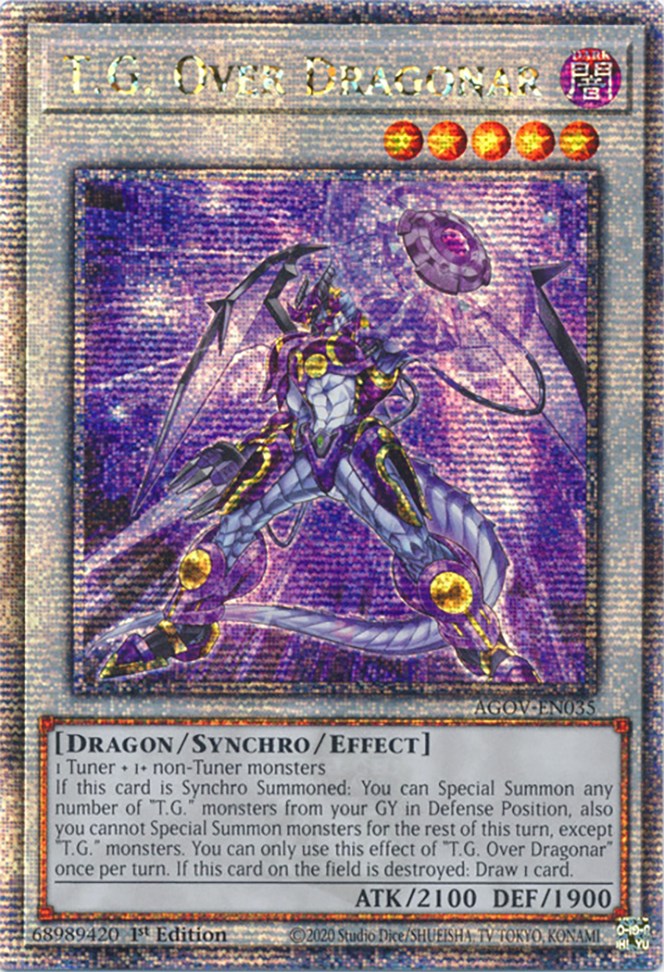 T.G. Over Dragonar (Quarter Century Secret Rare) [AGOV-EN035] Quarter Century Secret Rare | Fandemonia Ltd