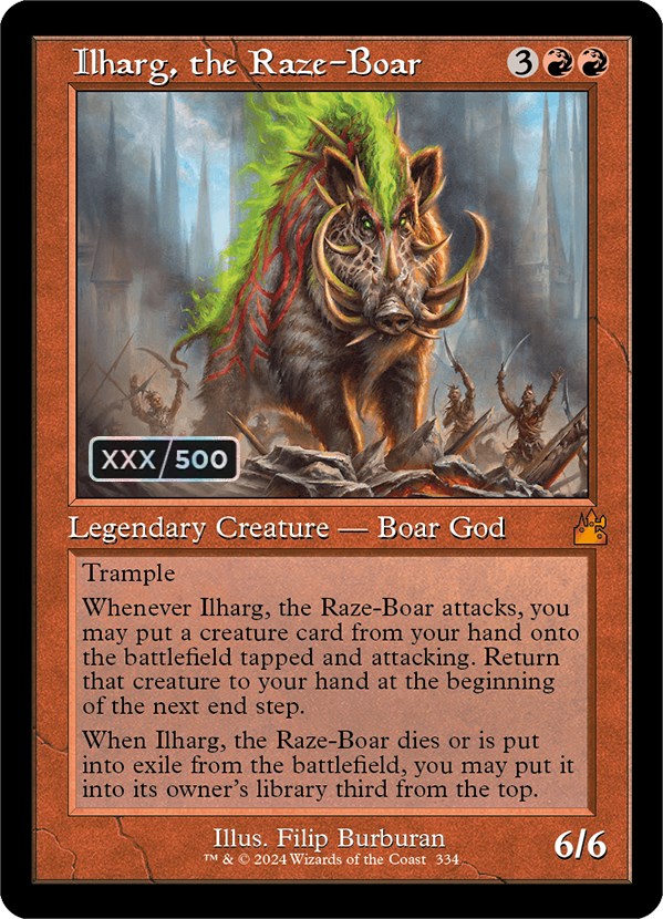 Ilharg, the Raze-Boar (Retro) (Serialized) [Ravnica Remastered] | Fandemonia Ltd