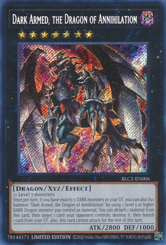 Dark Armed, the Dragon of Annihilation [BLC1-EN006] Secret Rare | Fandemonia Ltd