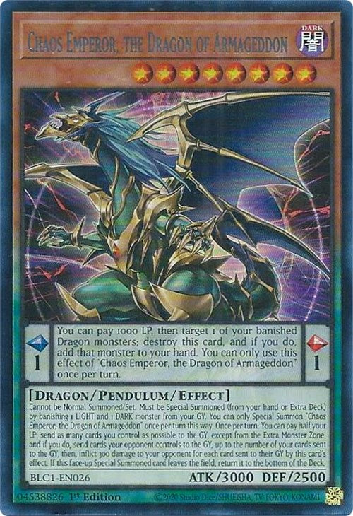 Chaos Emperor, the Dragon of Armageddon (Silver) [BLC1-EN026] Ultra Rare | Fandemonia Ltd