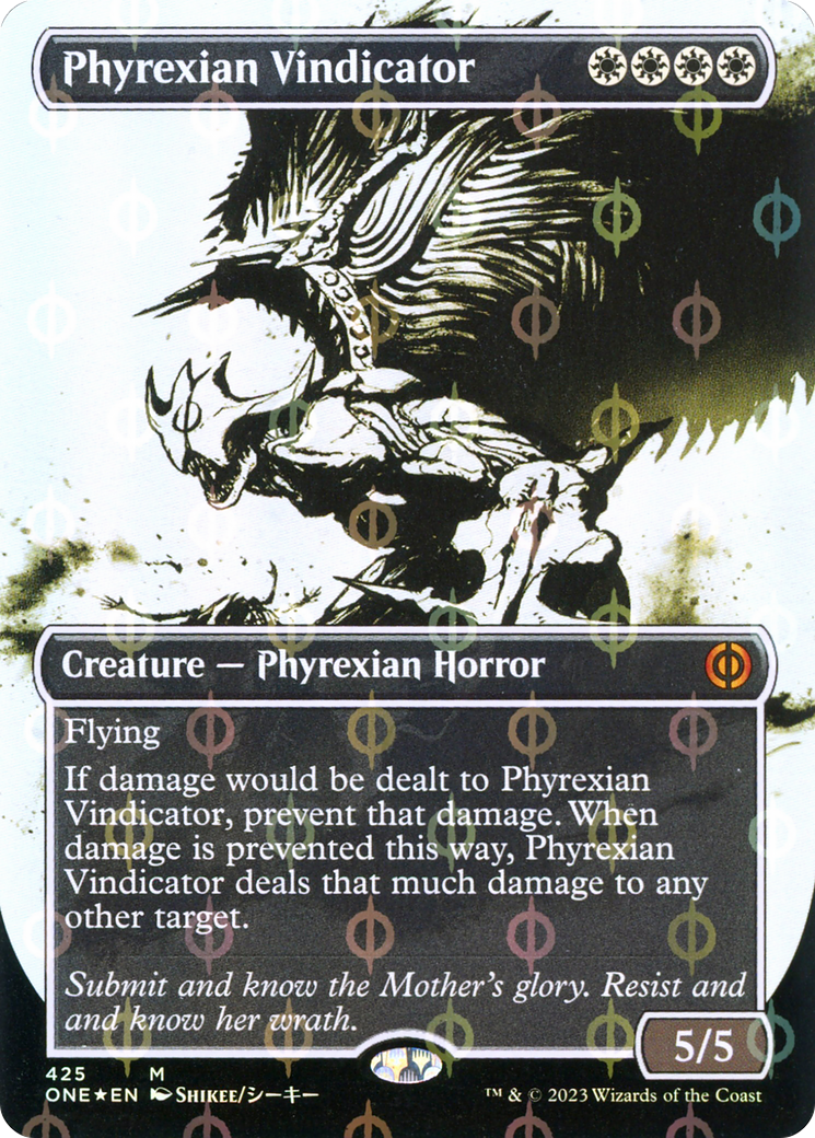 Phyrexian Vindicator (Borderless Ichor Step-and-Compleat Foil) [Phyrexia: All Will Be One] | Fandemonia Ltd
