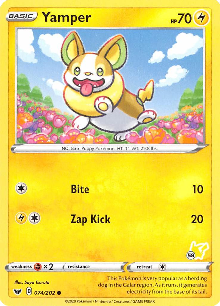 Yamper (074/202) (Pikachu Stamp #58) [Battle Academy 2022] | Fandemonia Ltd