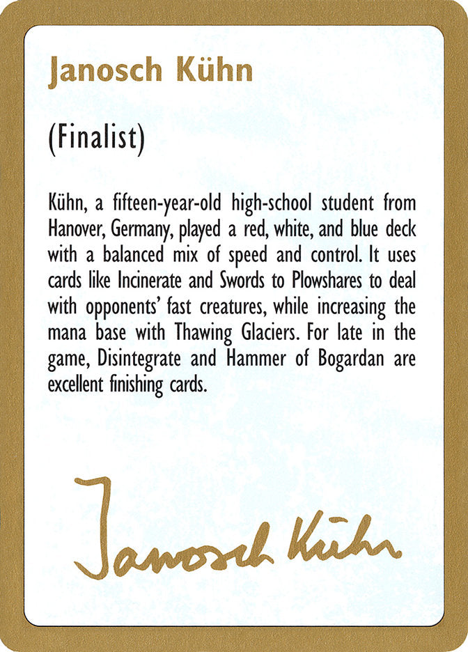 Janosch Kühn Bio [World Championship Decks 1997] | Fandemonia Ltd