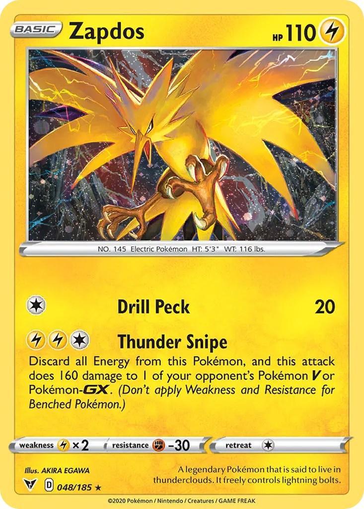 Zapdos (048/185) (Cosmos Holo) [Sword & Shield: Vivid Voltage] | Fandemonia Ltd