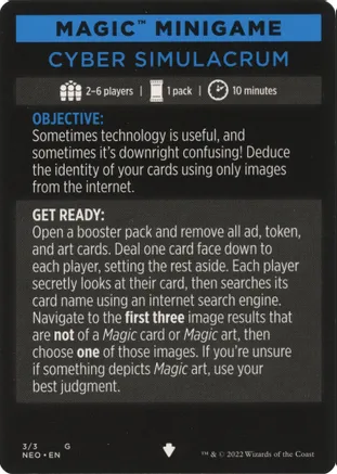 Cyber Simulacrum (Magic Minigame) [Kamigawa: Neon Dynasty Minigame] | Fandemonia Ltd