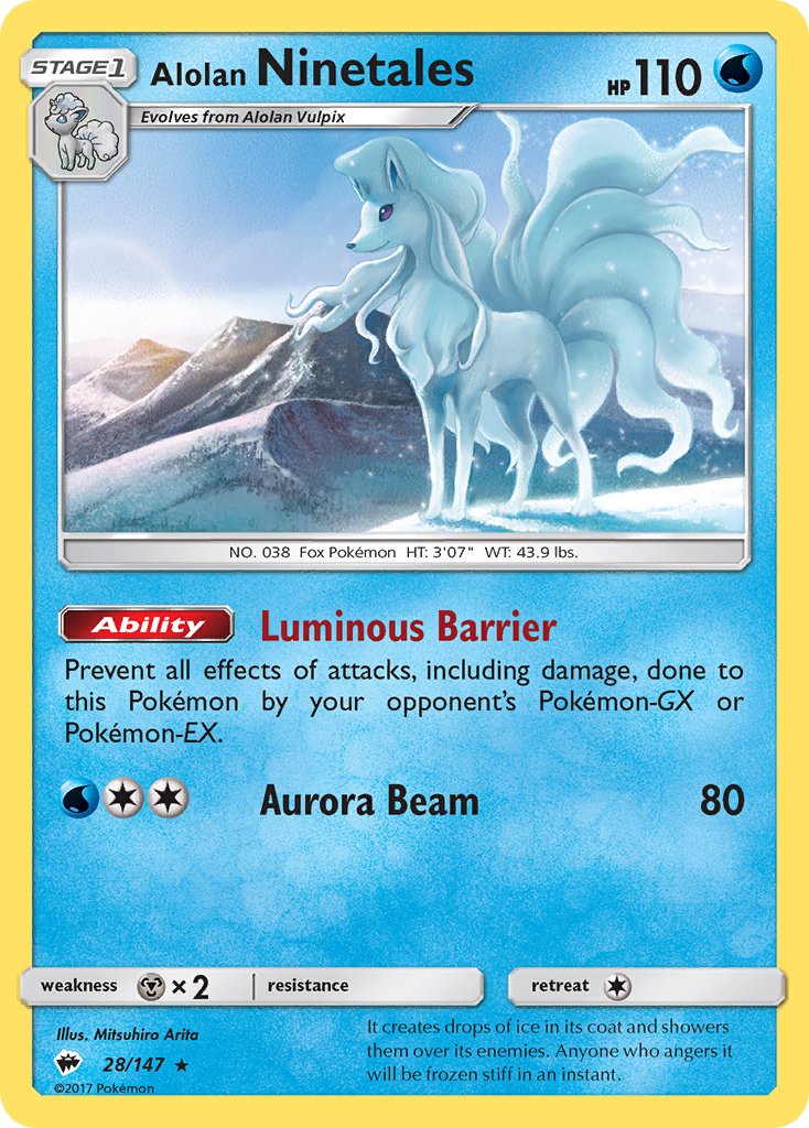 Alolan Ninetales (28/147) (Water Web Holo) (Theme Deck Exclusives) [Sun & Moon: Burning Shadows] | Fandemonia Ltd