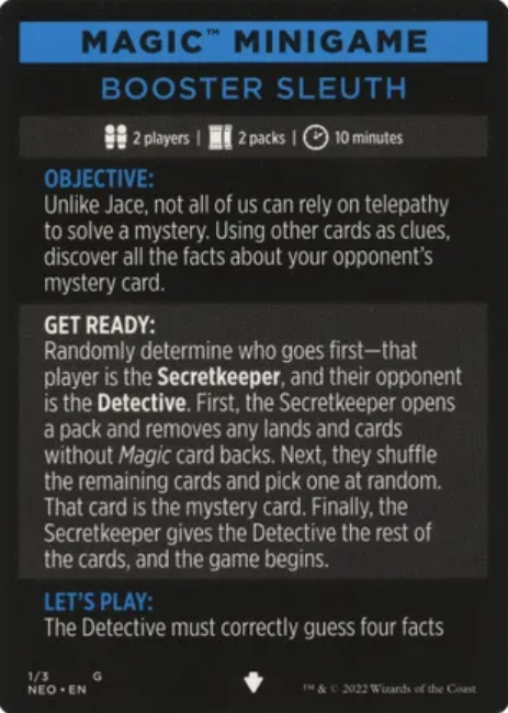 Booster Sleuth (Magic Minigame) [Kamigawa: Neon Dynasty Minigame] | Fandemonia Ltd
