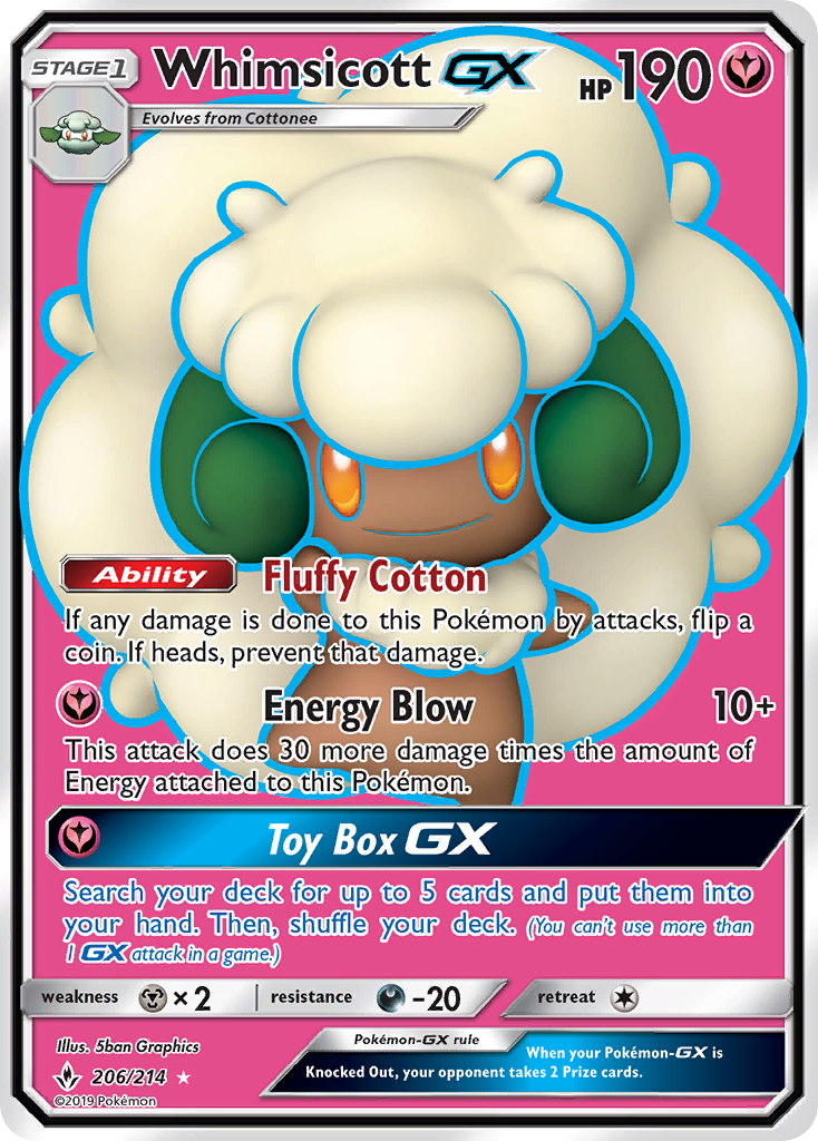 Whimsicott GX (206/214) [Sun & Moon: Unbroken Bonds] | Fandemonia Ltd