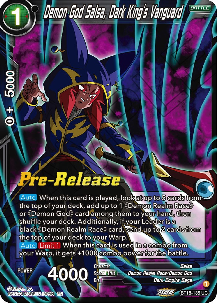 Demon God Salsa, Dark King's Vanguard (BT18-135) [Dawn of the Z-Legends Prerelease Promos] | Fandemonia Ltd