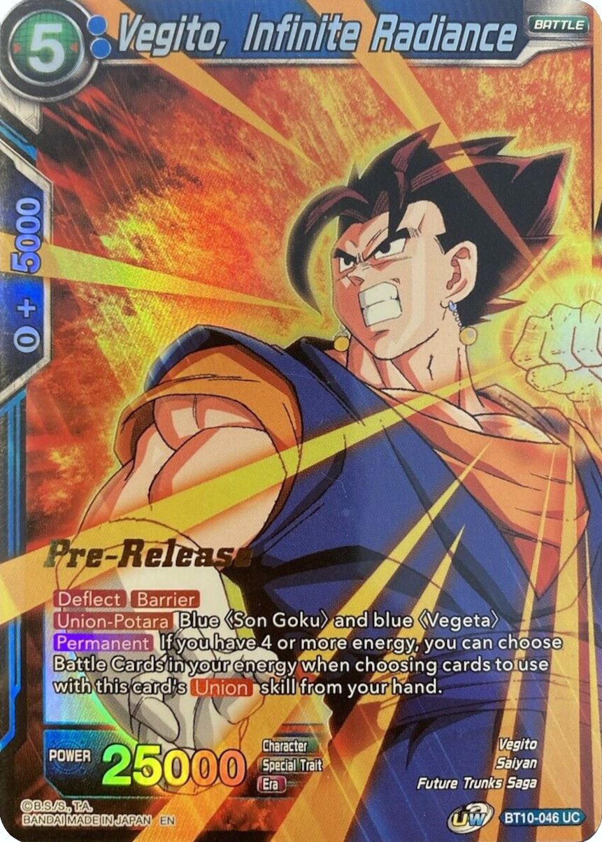 Vegito, Infinite Radiance (BT10-046) [Rise of the Unison Warrior Prerelease Promos] | Fandemonia Ltd